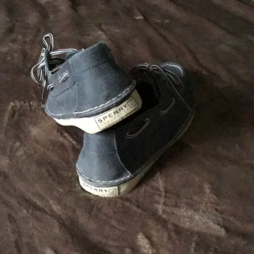 Sperry Preppy Top-Sider Boat Shoes Gray Canvas Nautical Size 10 1/2
